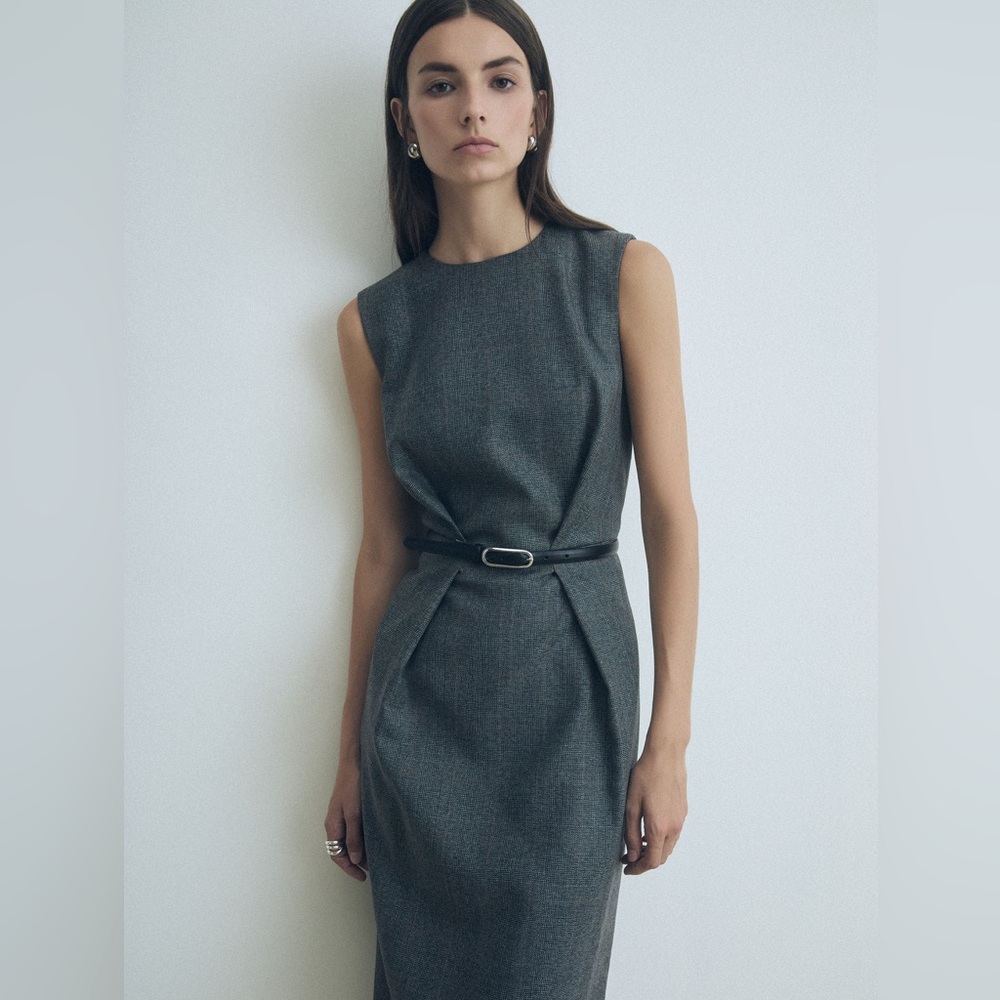 Judith & Charles Anita Midi Dress Virgin Lightweight Wool Prince of Wales  🇨🇦